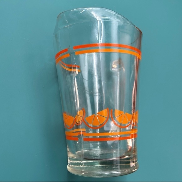 Vintage Clear Glass Pitcher with Orange Slice Design - Picture 5 of 14